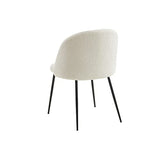 BAÏTA Chaise Esmee Tissu Bouclette écru Pieds métal Noir