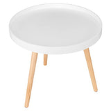 WOLTU Table Basse Ronde en Bois Massif, Petite Table de Salon Décoratif Table d'appoint Moderne Blanche Chêne 50x44 cm (ø x H) TS143ws
