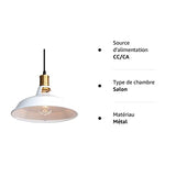 TOKIUS Suspension Lustre Industrielle Vintage Luminaire Plafonnier E27 Salon Abat-jour Plafond en Métal Rétro Style Nordique Design Câble Réglable (Blanc, 1pcs)