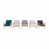 Alice's Home - Fauteuil scandinave en Bois et Tissu crème. Isak. L 64 x P 69.5 x H 73cm