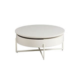 Tousmesmeubles Table Basse Acier/Bois/Céramique - Ronda : Blanc - L 85 x l 85 x H 38 cm - Neuf