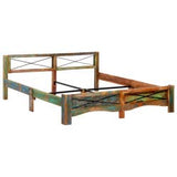 vidaXL Cadre de Lit Bois de Récupération Massif Sommier à Lattes Lit Double Adulte Cadre à Lattes Base de Lit Chambre à Coucher Maison Intérieur 180 x 200 cm