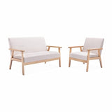 Alice's Home - Fauteuil scandinave en Bois et Tissu crème. Isak. L 64 x P 69.5 x H 73cm