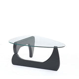 EVKA-Venux Table Basse Ronde 105 cm-75 cm-40 cm pour Salon, en Verre trempé, avec Pieds en Bois