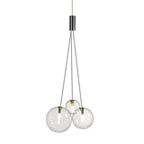Euone_Clothes Suspension Boule de Verre Moderne à 3 Lumières à DEL, Groupe de Lampes Suspendues Luminaire de Plafond d'îlot de Cuisine Simple Lustre de Salle à manger (Transparent) GYDD-0718-1
