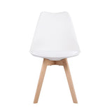 EGGREE Chaises Salle à Manger Scandinaves Lot de 4 Chaises de Cuisine, Rétro Rembourrée Chaise de Salle de Bureau, Pieds en Bois de Hêtre Massif, Blanc