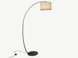 Lampadaire arc cannage NEIROBI - style ethnique - Fer et rotin - H. 195 cm - Noir et naturel
