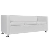 vidaXL Canapé 3 Places Similicuir Blanc Canapé de Séjour Mobilier de Salon