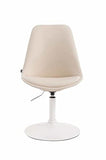 CLP Lot De 4 Chaises De Salle A Manger Mavevick en Similicuir I Design Retro I Ajustable Et Pivotante I Pied en Métal, Couleur:crème, Couleur du Cadre:Blanc