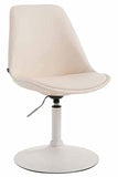 CLP Lot De 4 Chaises De Salle A Manger Mavevick en Similicuir I Design Retro I Ajustable Et Pivotante I Pied en Métal, Couleur:crème, Couleur du Cadre:Blanc