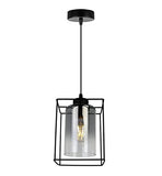 Light-Home Hella Cage Abat Jour Suspension Luminaire Lustre - Moderne Abat Jour Plafond pour Chambre Salon et Cuisine - en Metal et Verre - À 1 Lumières - Graphite - Long
