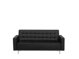 Beliani - Canapé Convertible 3 Places - Aberdeen - Simili-Cuir, Noir
