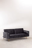 SKLUM Canapé Inclinable 3 Places en Velours Jehrd Graphite