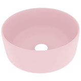 vidaXL Lavabo Rond de Luxe Vasque à Poser de Toilette Lave-mains de Salle de Bain Vestiaire Cuisine Maison Intérieur Rose Mat 40x15 cm Céramique