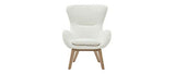 Miliboo Fauteuil scandinave Tissu Blanc Effet Laine bouclée et Bois ESKUA