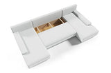 Tendencio Canapé d'angle panoramique Convertible en lit KORSE II en Tissu avec Coffre de Rangement (Beige)