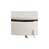 Tousmesmeubles Table Basse Acier/Bois/Céramique - Ronda : Blanc - L 85 x l 85 x H 38 cm - Neuf