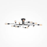 Plafonnier moderne, avec designe nordique, style loft, Armature en Métal couleur noir, ampoules non incluses E27 12 ampoules 60W, 220-240V