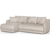 HOMIFAB Canapé d'angle Gauche 5 Places Convertible avec Coffre de Rangement en Velours crème - Giulia