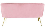 Menzzo Goldman Canapé en Velours, Bois, Rose, L150 x P70 x H75 cm