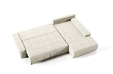 Tendencio Canapé d'angle Convertible MELUTI avec Coffre de Rangement et lit (Beige)