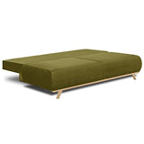 HOMIFAB Canapé Convertible 3 Places avec Coffre de Rangement en Velours Vert Olive - Laria
