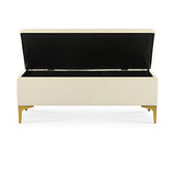 INTENSEDECO Banquette Coffre Chloé Velours Beige Pieds Or