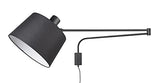 Trio-Leuchten Baldo 200600132 Applique murale en métal noir mat avec abat-jour en tissu noir, 1 x E27