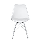 SAMPUR - Chaise Épura de Salle à Manger | Chaise de Bureau et de Salon Design Rétro Scandinave avec Coussin Intégré | Chaise de Salle d'Attente Rembourrée avec Pieds en Acier - Blanc