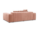 MICADONI - Canapé d'angle Réversible Margo - 4 Places - Velours - Rose