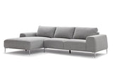 Vente-unique Canapé d'angle Gauche en Tissu et en Lin Gris Clair BRUNILDA
