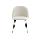BAÏTA Chaise Esmee Tissu Bouclette écru Pieds métal Noir