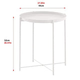 NOGRAX Tables Table d'appoint Ronde en métal for extérieur, Petit canapé d'appoint en métal, Pliable, antirouille et étanche, Plateau Amovible for Salon, Chambre à Coucher, Balcon, Bureau, Blanc