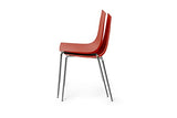 Lot de 4 chaises Slim by Sintesi, assise en polypropylène rouge corail, Structure en métal chromé, fabriquées en Italie (rouge corail/chromé, 4)