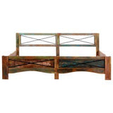 vidaXL Cadre de Lit Bois de Récupération Massif Sommier à Lattes Lit Double Adulte Cadre à Lattes Base de Lit Chambre à Coucher Maison Intérieur 180 x 200 cm