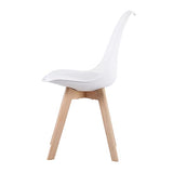 EGGREE Chaises Salle à Manger Scandinaves Lot de 4 Chaises de Cuisine, Rétro Rembourrée Chaise de Salle de Bureau, Pieds en Bois de Hêtre Massif, Blanc