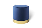 LIFA LIVING Pouf Salon en Velours 30 x 38 cm, Petit Tabouret Ottoman Bleu Royal avec Base en métal doré, pour la Chambre et la Cuisine