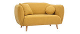 Miliboo Canapé 2 Places en Tissu Effet Velours Jaune Moutarde et Bois Clair Folk
