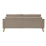 Meubletmoi Canapé Droit 3 Places en Velours Taupe avec accoudoirs 2 Coussins Pieds inclinés Bois - Design Classique Chic - Vlad