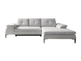 Vente-unique - Canapé d'angle Droit Convertible en Tissu Bouclette Blanc JOLESA