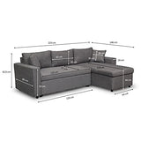 Loungitude - Canapé d'angle réversible, convertible en microfibre avec coffre - Gris - 3 Places