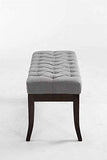 CLP Banquette Elégante Ramses en Tissu I Assise avec Coutures Décoratives I Banc Design avec Pieds en Bois Antique Sombre, Couleur:Gris, Taille:100 cm