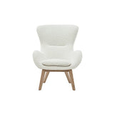 Miliboo Fauteuil scandinave en Tissu Effet Peau de Mouton Blanc et Bois Clair ESKUA