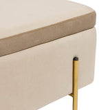 Baroni Home Home Coffre Pliant, Banc de Rangement, Pouf Repose-Pieds Velours Couleur Mesures 80X40X40 cm, Taupe