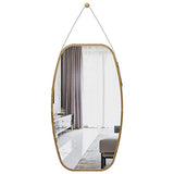 sogesfurniture Grand Miroir Mural Rectangulaire Miroir Suspendu Miroir Porte Miroir Rectangle Salle de Bain Deco Murale Salon Décoration Murale Design avec Sangle en Cuir Réglable 99x44.5x1.5cm