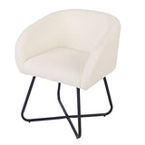 Mingone Fauteuil Simple en Laine d’Agneau Petit Fauteuil Coiffeuse Chaise Pieds en Fer Croisé avec Dossier et Accoudoirs pour Salon Chambre Club Coiffeuse, Blanc