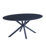 Casa Vital MELISANA Table à manger ovale Noir mat avec motif marbré 160 x 90 x 76 cm Charge maximale 50 kg