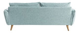 Miliboo Canapé scandinave 3 Places en Tissu Bleu Glacier et Bois Clair Creep