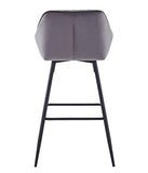 JaHECOME Lot de 4 Tabourets de Bar Gris avec Dossier et Accoudoir Rembourrés, Chaises de Bar en Velours avec Repose-Pieds en Métal pour Bistrots; Salle à Manger, Soirée