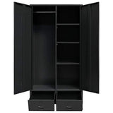 Tidyard Garde-Robe Métal | Armoire Metallique Industriel 2 Portes et 2 Tiroirs 90 x 40 x 180 cm Noir